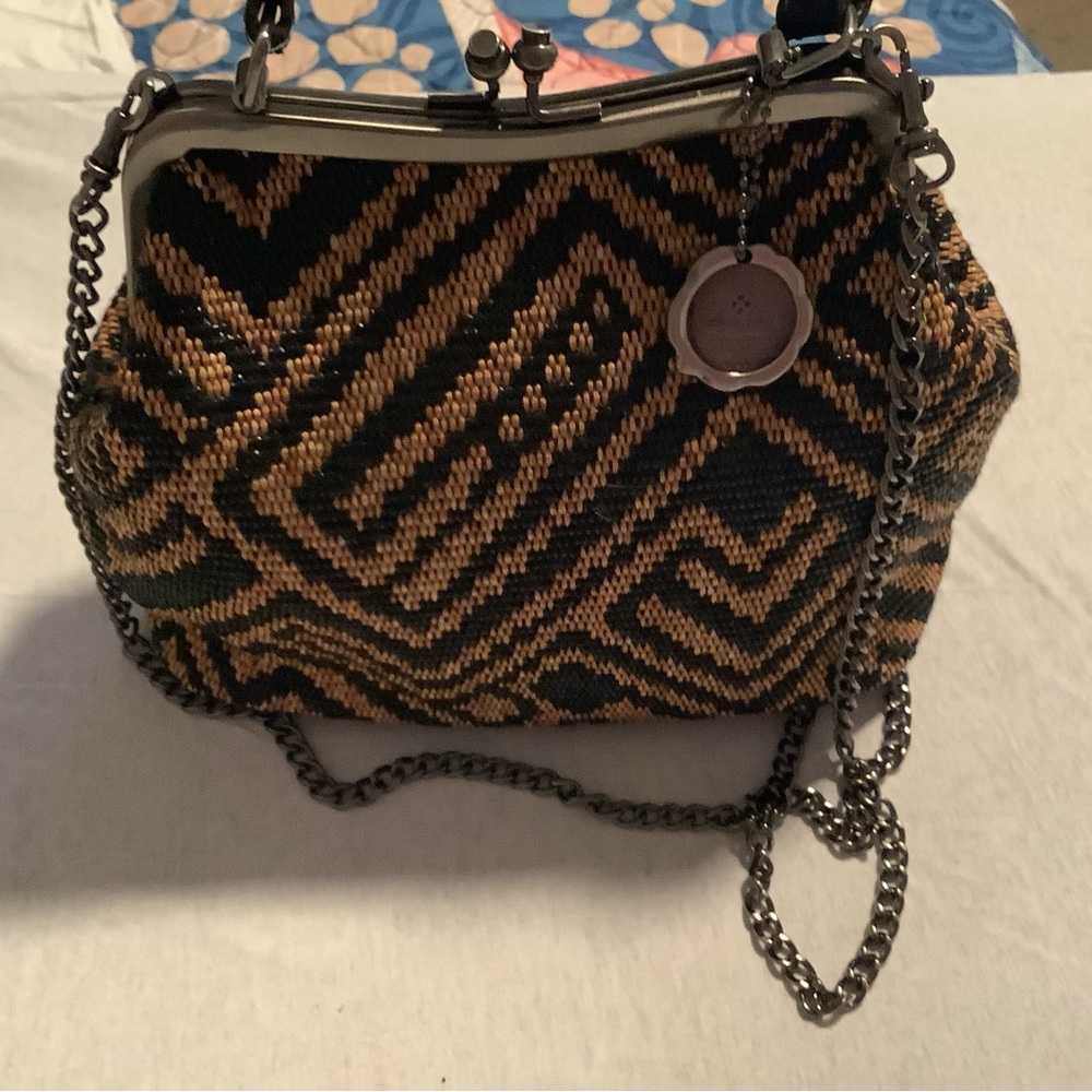 Patricia Nash Kisslock Handbag Crossbody woven with suede lining
